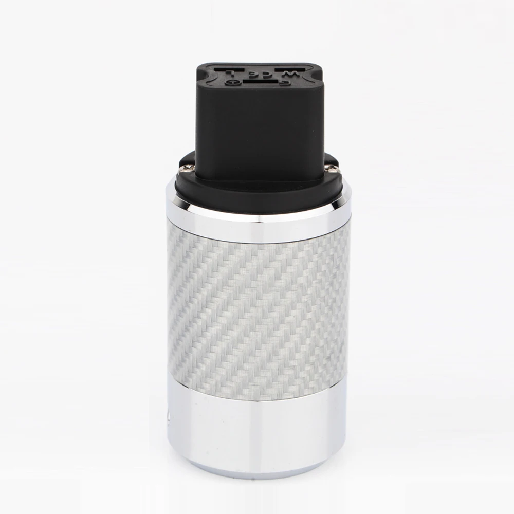 Preffair CF4A أبيض/ألياف الكربون الأسود مطلية بالذهب 20A C19 IEC أنثى التوصيل HIFI كابل الطاقة لتقوم بها بنفسك موصل التيار الكهربائي