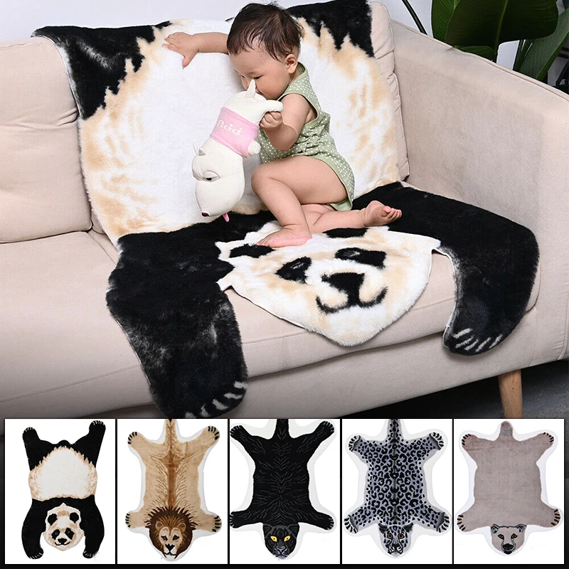 

Nordic Style Cute Animal Printed Rug Panda Leopard Tiger Giraffe Lion Shape Pattern Carpet Plush Anti Skid Kids Room Carpet