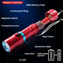 Waterproof Diving LED Flashlight 200M #4