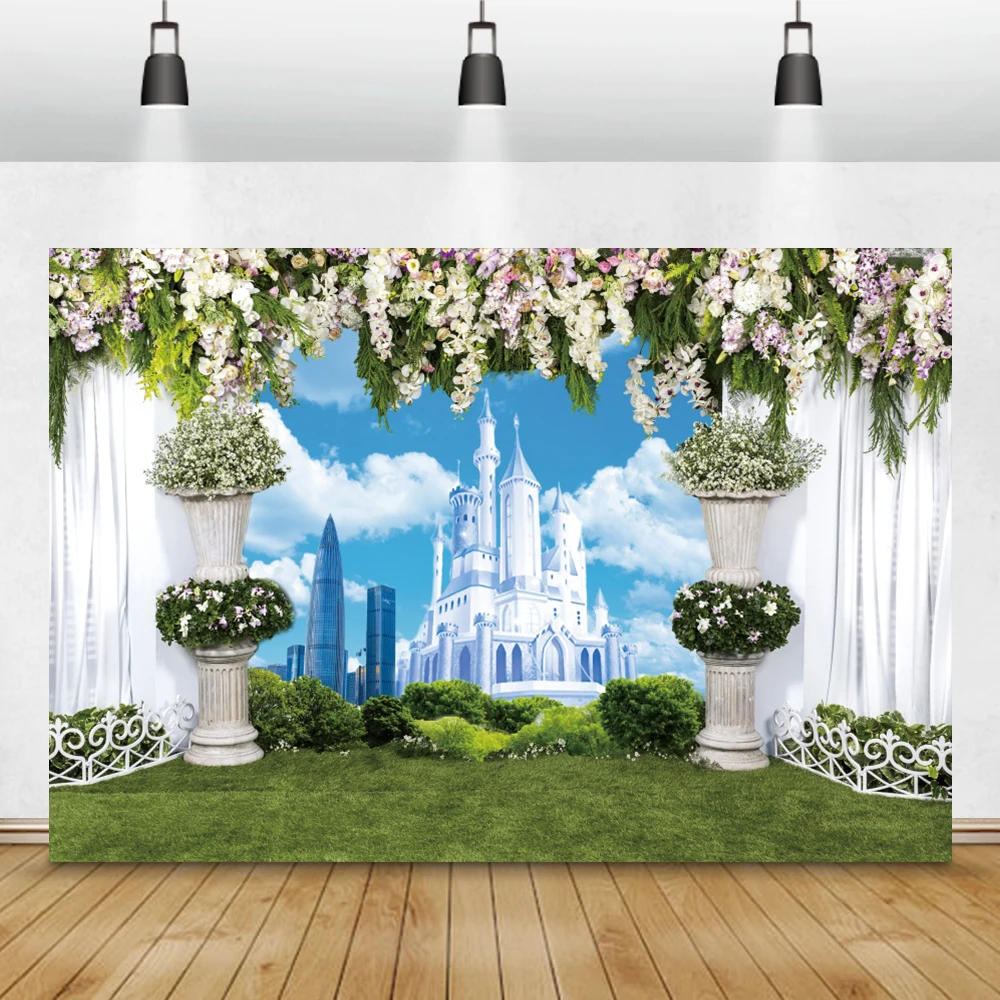 Fairytale Castle Night Scene Photography Contexto, Princesa Retrato, Baby Shower, Aniversário Photocall Cartaz, Família Photo Background