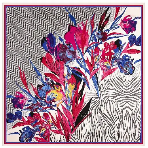 130x130cm Luxury Brand Square Silk Scarf New Oil Painting Flower Design Winter Scarf Fashion Shawls Wrap Ladies Silk Scarves