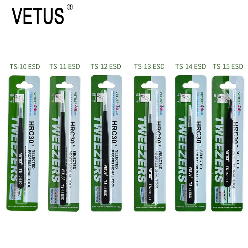 VETUS-الدقة مكافحة ساكنة الملقط مجموعة ، الفولاذ المقاوم للصدأ ، بغا أداة إصلاح ، 6 قطعة لكل مجموعة