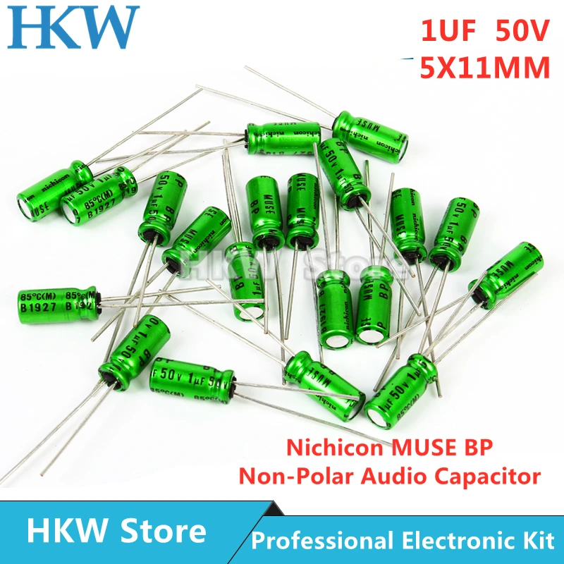 10pcs/lot 1UF 50V 5X11mm Nichicon MUSE BP ES Non Polar Nonpolar Bipolar HiFi Audio Capacitor 50V1UF New and Original 8*11mm