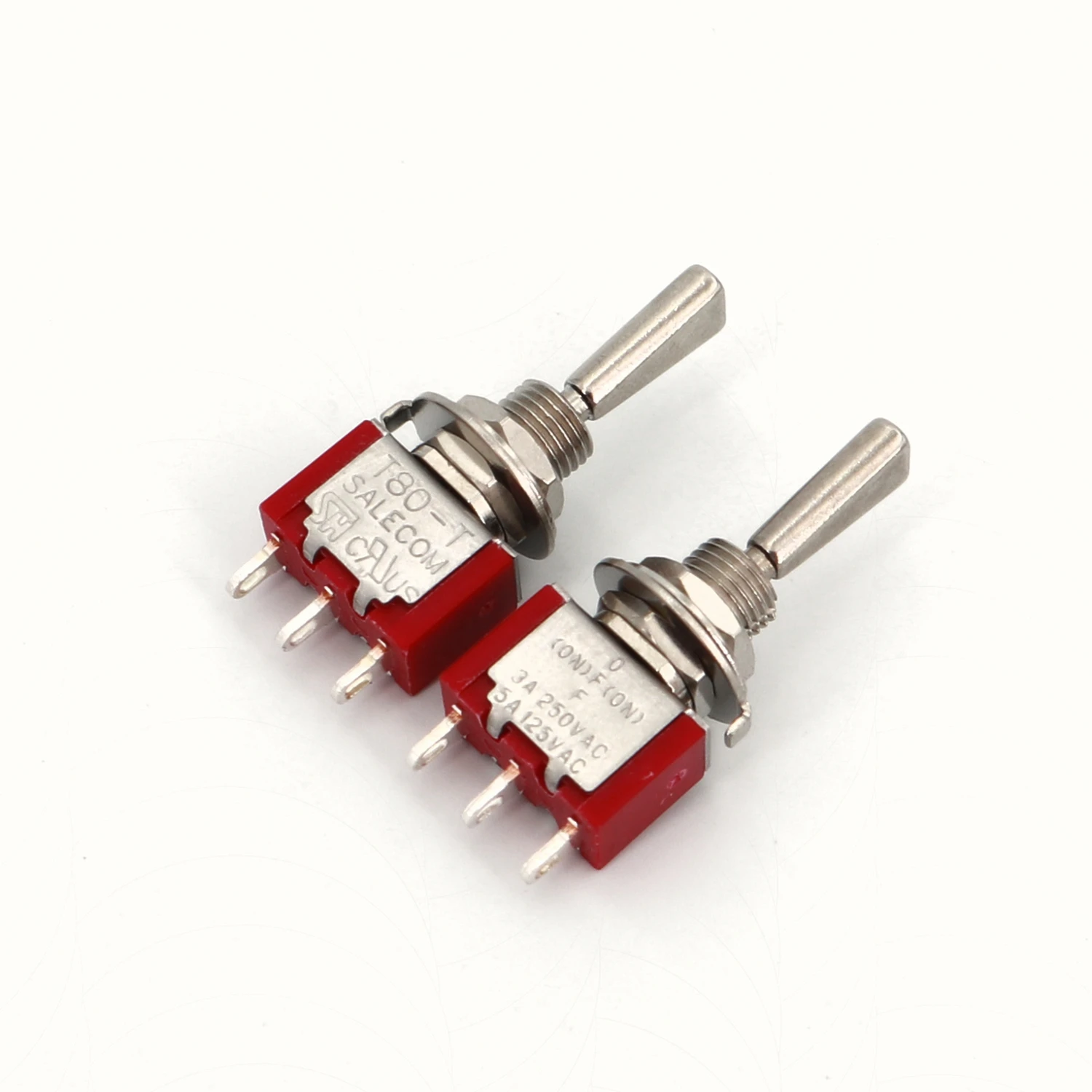 10Pcs SH T8014A-U Flatted Lever 3Pin Momentary MOM-OFF-MOM Self-Return SPDT Mini Toggle Switch