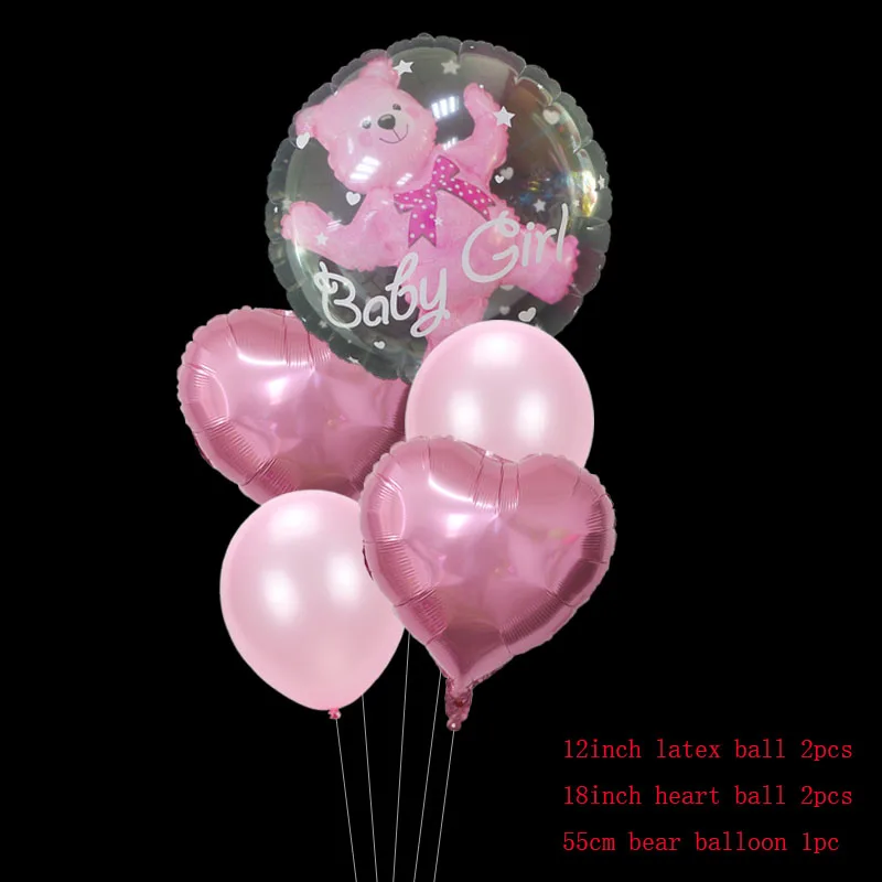 5pcs/lot Baby Boy Girl Bear bubble balloons Transparent Ball in Ball with Heart Baby Shower Birthday Party Decorations