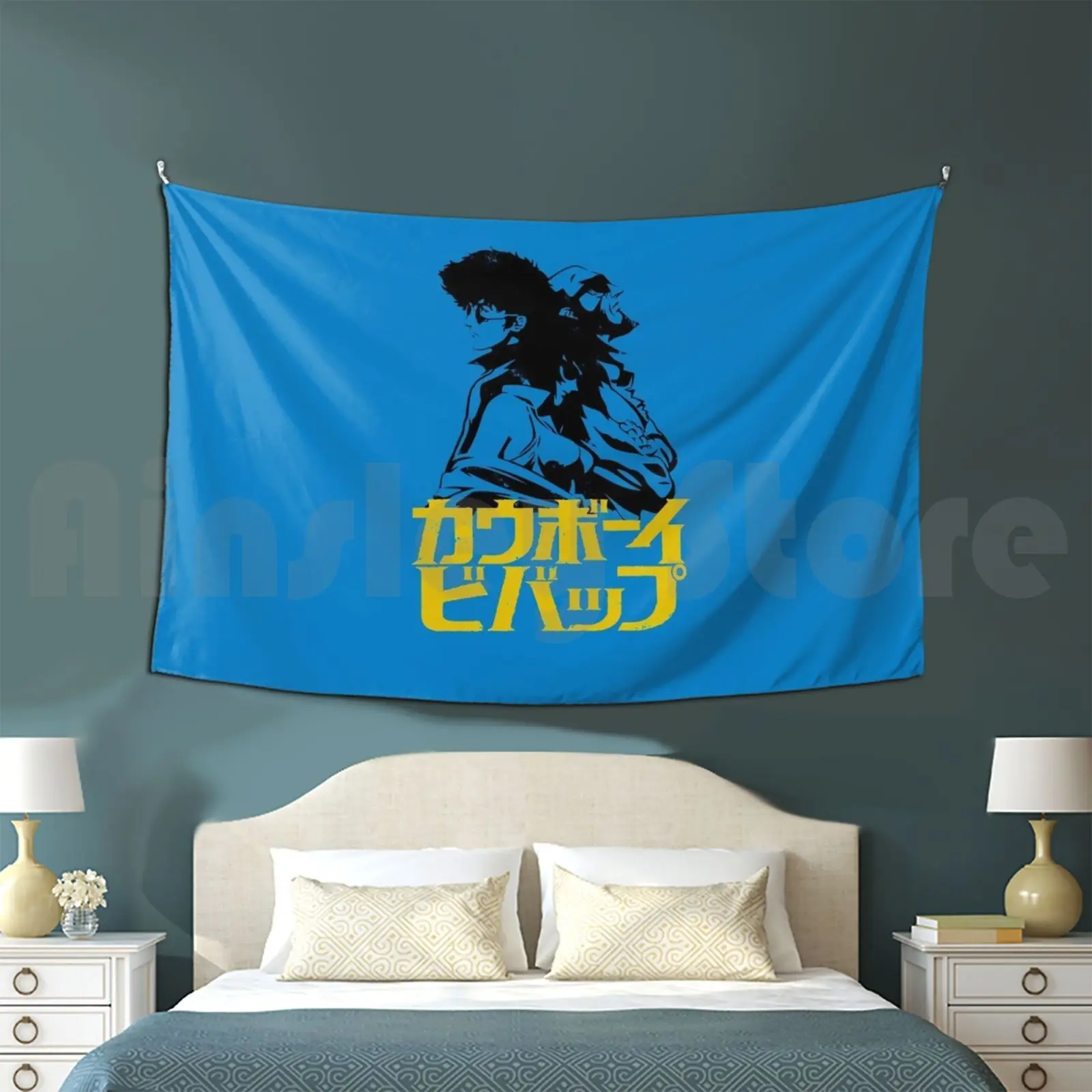 001b Space Cowboy Customized Tapestry Cowboy Bebop Anime Write Manga Yexart Spike Faye Jet Valentine