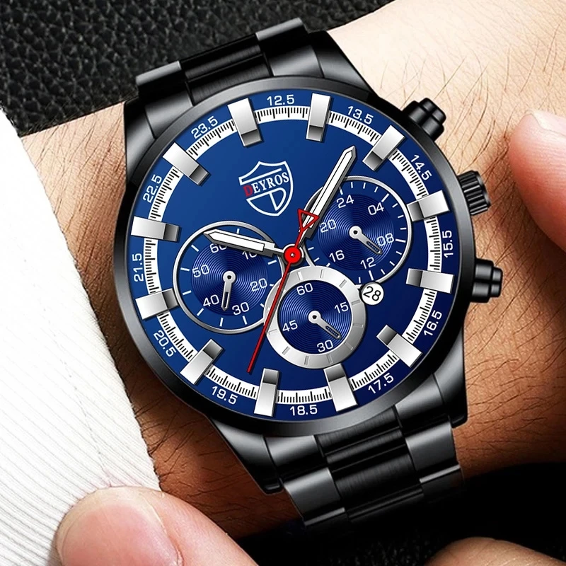 Luxury Mens Watches Men Business Stainless Steel Calendar Date Quartz Wristwatch Male Casual Luminous Hands Clock montre homme