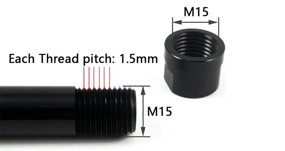 HEPPE MTB Rennrad Steckachse Mutter M12 M14 M15 Gewinde Achsmuttern Fahrradnabenrohr Welle Spießkappe für P1.0/1.25/1.5/1.75mm Thru Alxe – Detail 36
