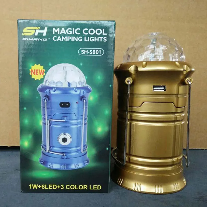 3-in-1 Portable Rechargeable Stage Light Flashlight Flame Effect Lamp Tent Lights Camping Outdoor Hiking Disco Party Light