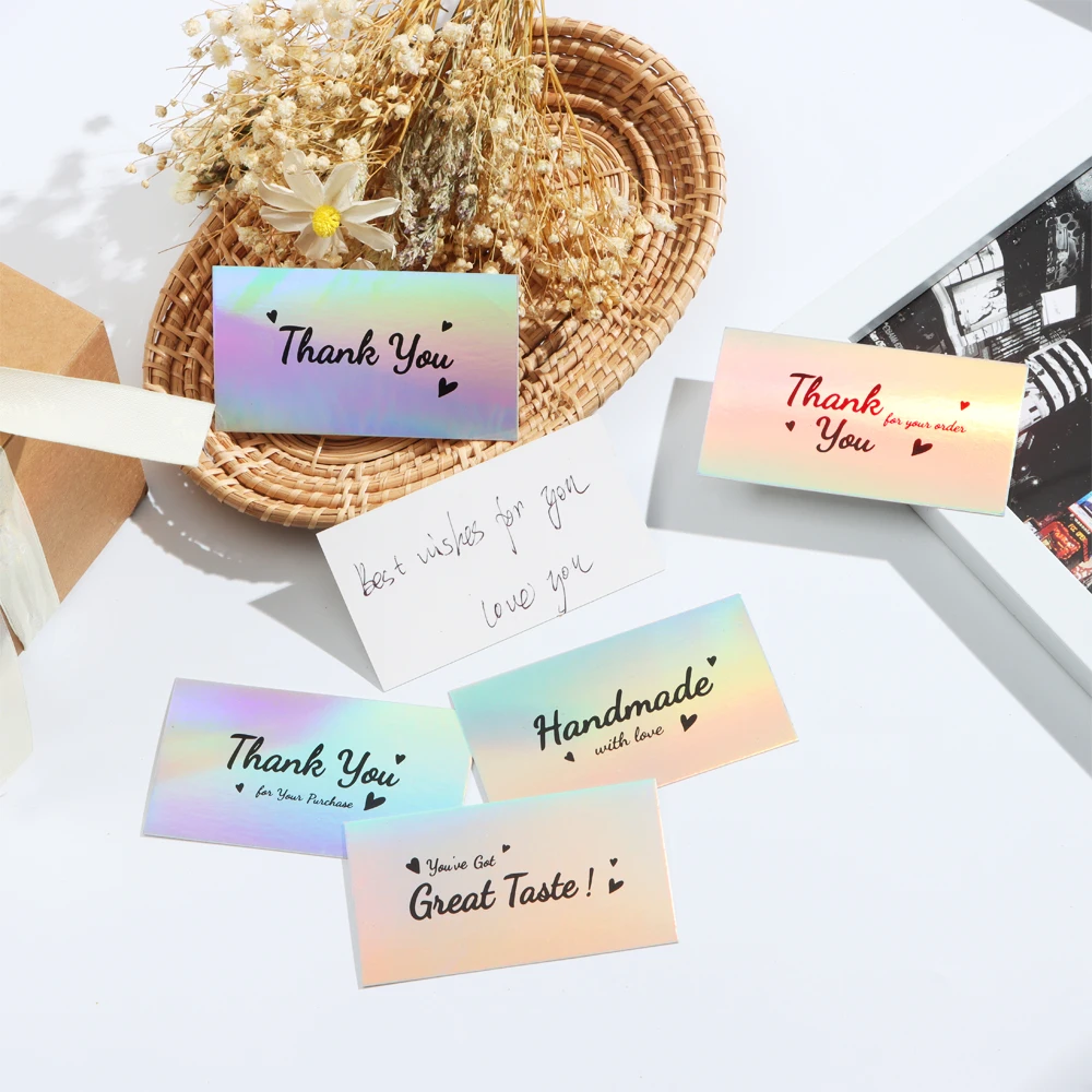 50Pcs Colorful Laser Thank You Cards For Thanks Notes 