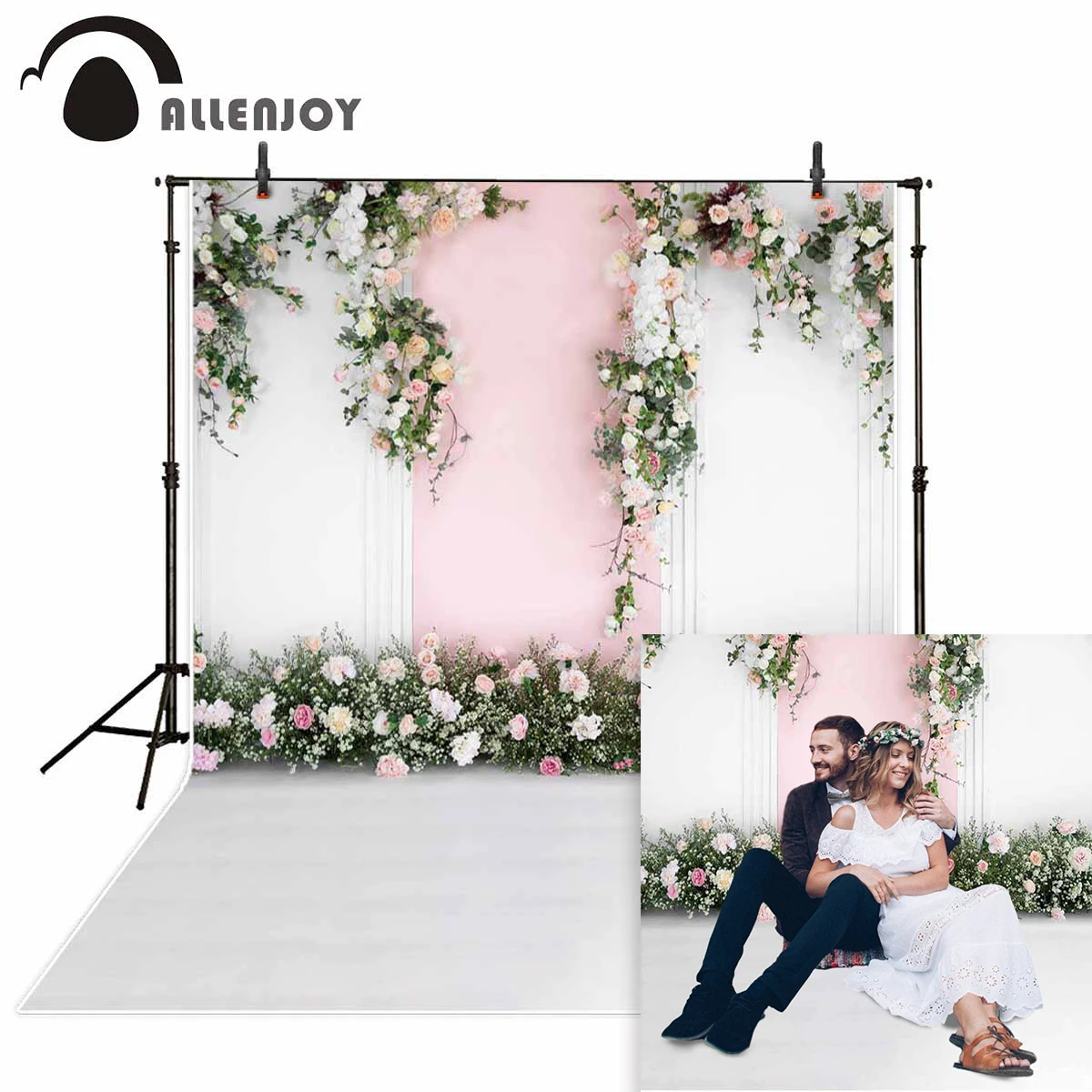 

Allenjoy photophone photography backdrop wedding flower wall party spring newborn photo background photobooth props photocall