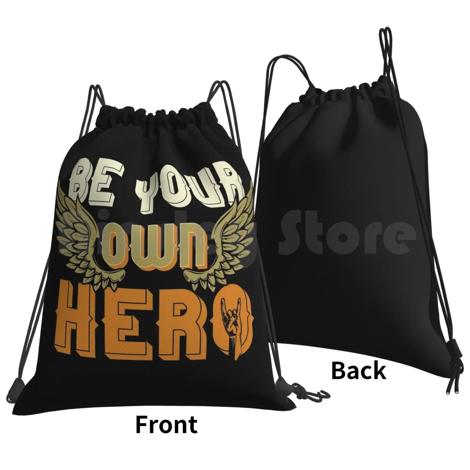 Be Your Own Here Backpack Drawstring Bag Riding Climbing Gym Bag Motivation Inspiration Be Your Own Hero Hero Superhero