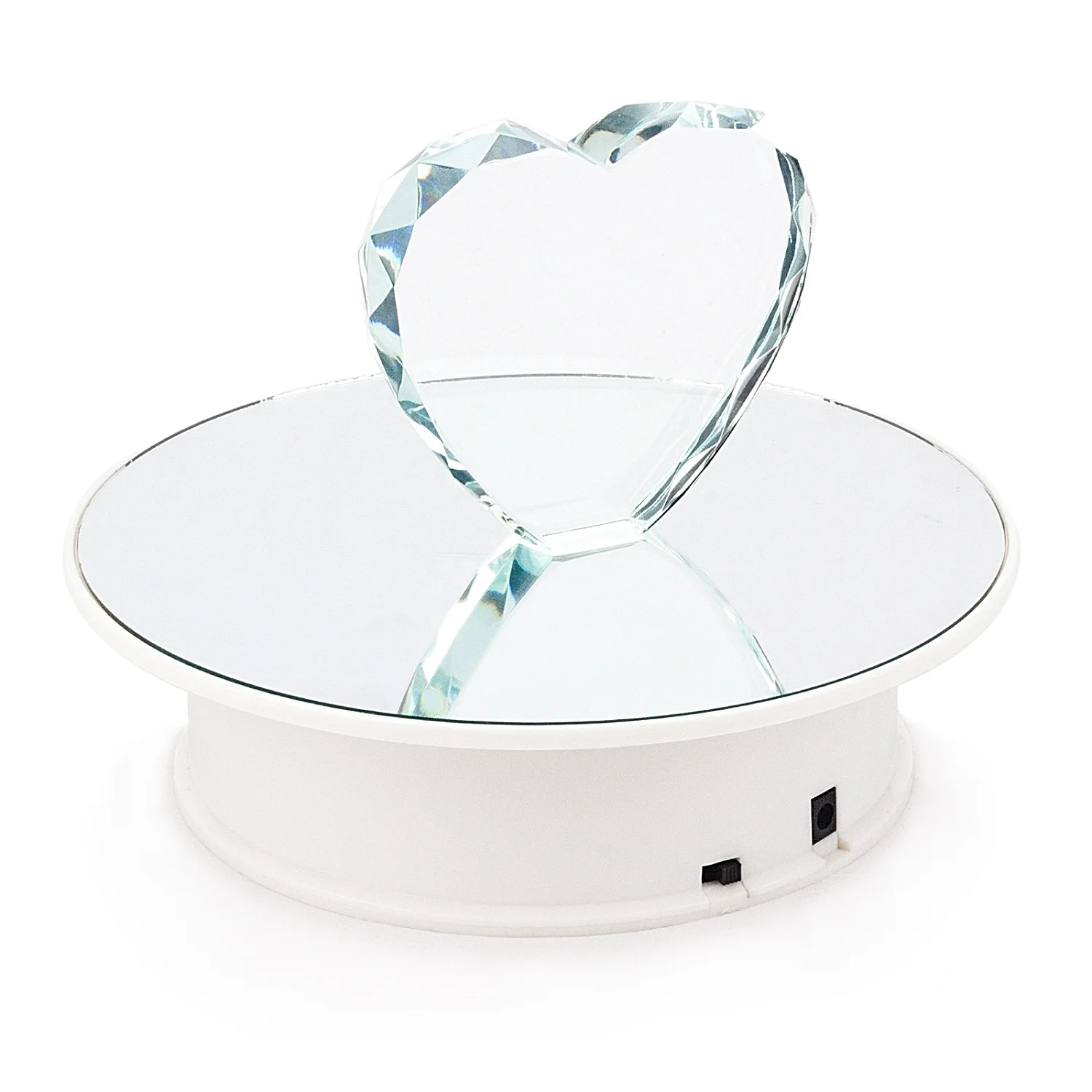 20CM/8-Inches Mirror 360 Degrees Rotating Rotary Display Stand Turntable Jewelry Display Base- Include AC Plug (Double Power)
