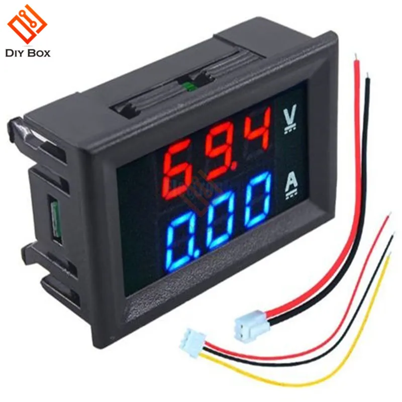0.56" Inch Mini Digital Voltmeter Ammeter DC 100V 10A Volt Ampere Meter Amperemeter Voltage Tester LED Display Cable Connector