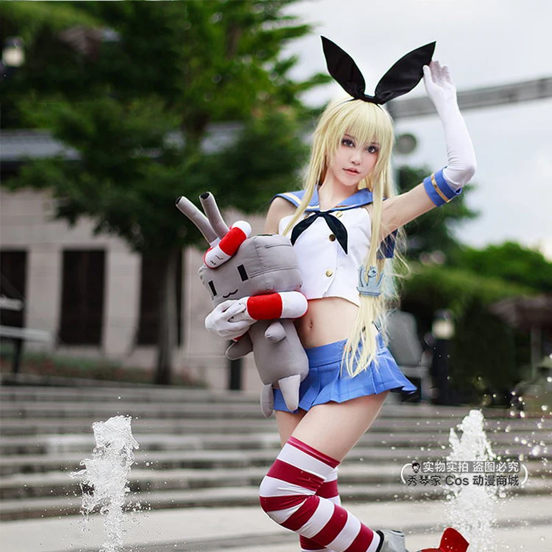 Anime Shimakaze cosplay wig Kantai Collection costume play wigs Halloween costumes hair  NEW High quality