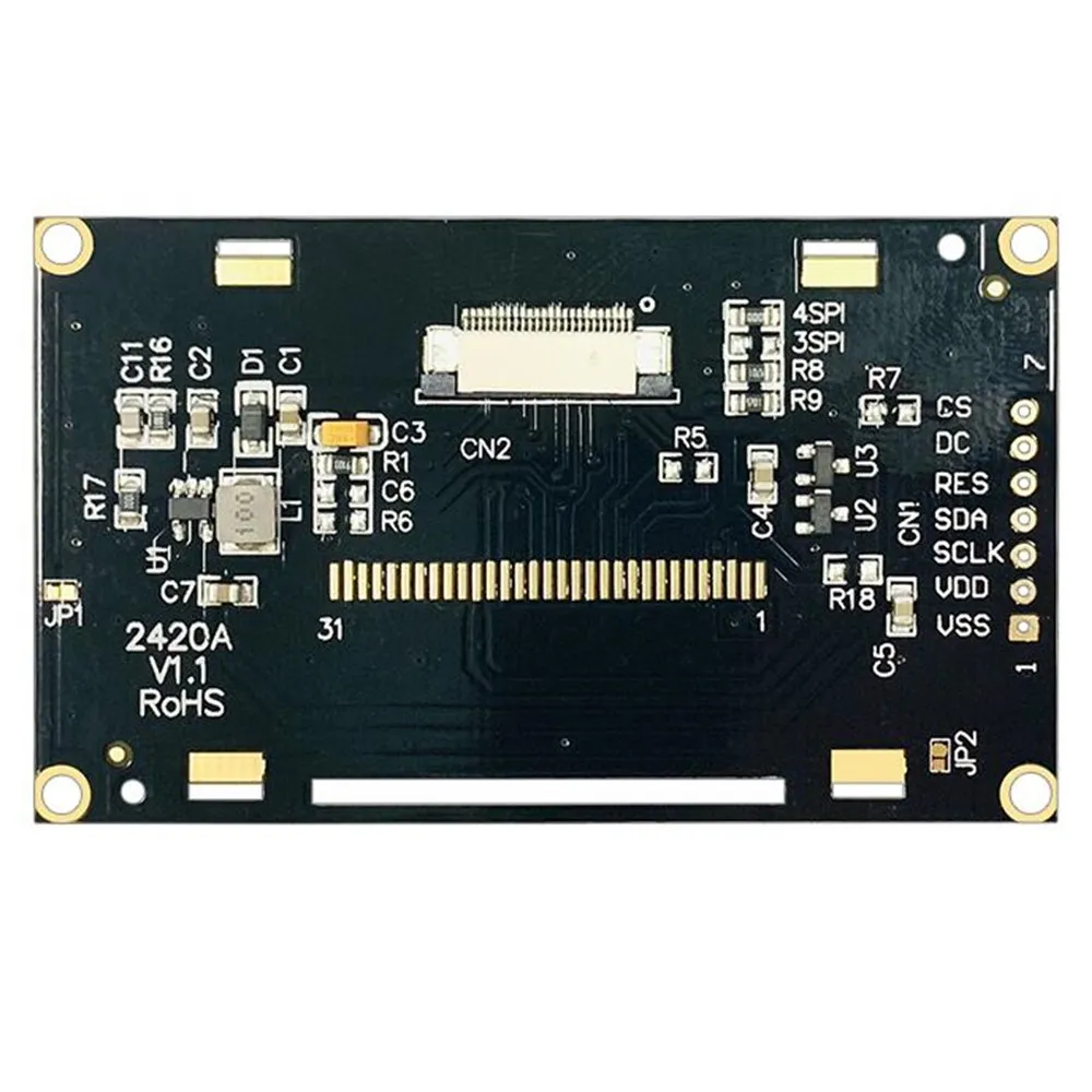 2.42 인치 OLED 2.42 인치 128*64 도트 매트릭스 디스플레이 모듈 SSD1309 드라이브 SPI ICC 인터페이스, 흰색/노란색/파란색/녹색/PCB