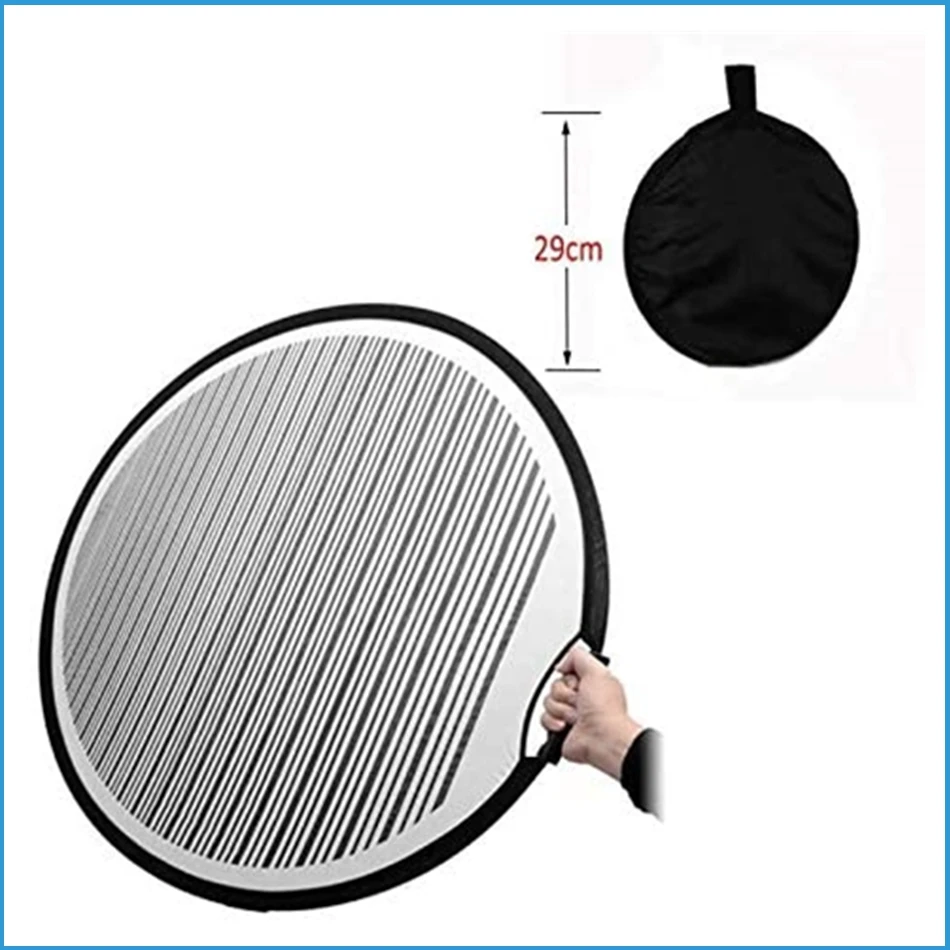 BENOO 1 Pack 80cm Circular Striped Flexible Foldable PDR Lined Light Reflector Board Round Dent Panel Portable Designed for Car