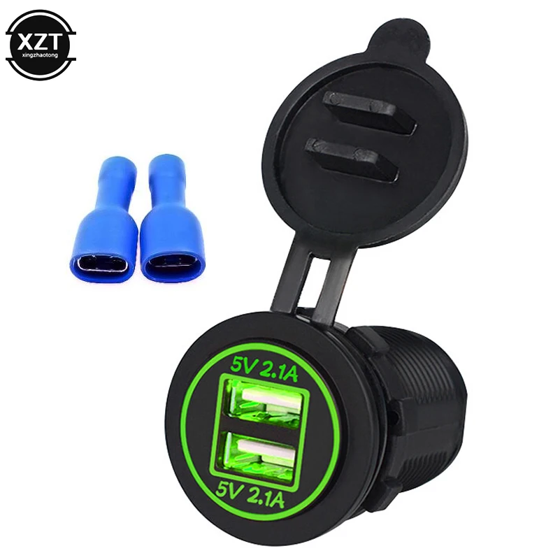 Auto Car-Styling Vehicle Charger 5V 4.2A Dual USB Charging Socket Adapter Power Outlet for 12V 24V Motorcycle Car LED