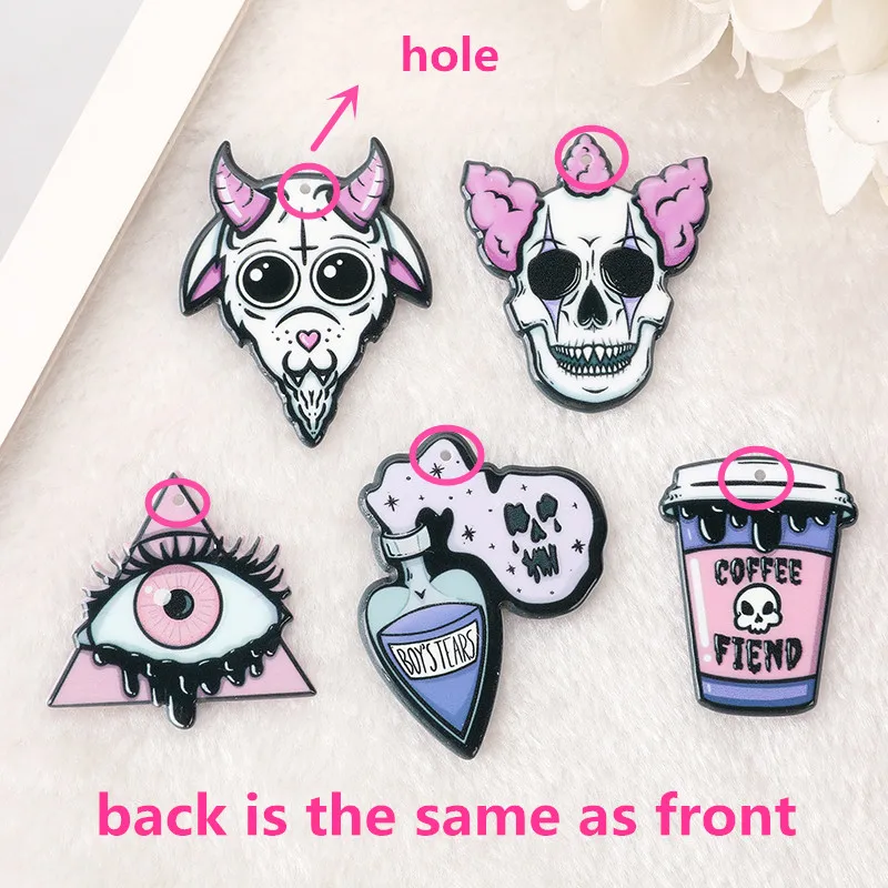 10Pcs Halloween Charms Demon Baphomet Clown Eye Slime BoysTears Open Coffee Cup Crafts Flatback Acrylic Findings For Jewelry Diy