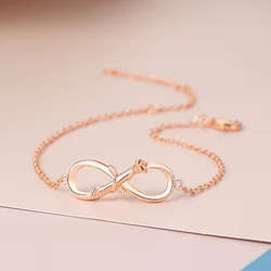 ZHOUYANG Infinite Rose Charm Bracelets For Women Double Color Plated Flower Number 8 Bangle Hand Chain Wholesale Jewelry H025