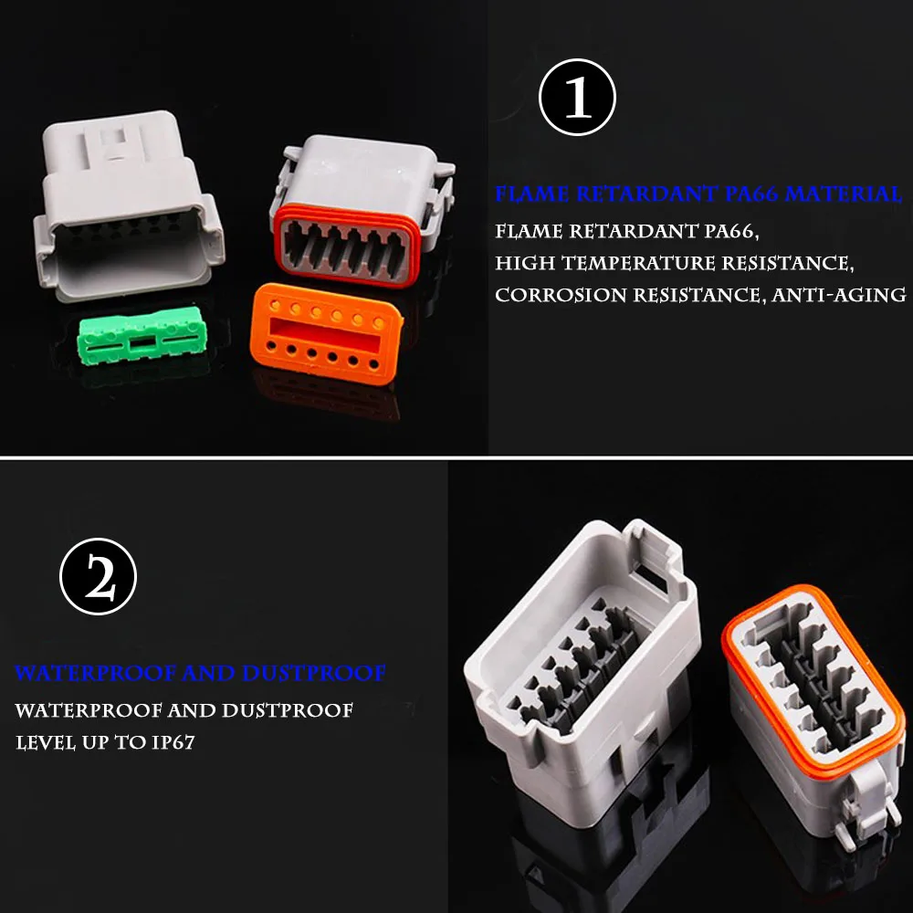 1 Set Schwarzer Deutsch DT Steckverbinder DT06-2S/DT04-2P 3P 4P 6P 8P Wasserdichter Elektrischer Stecker für Automotoren mit Pins 22-16AWG – Detail 7