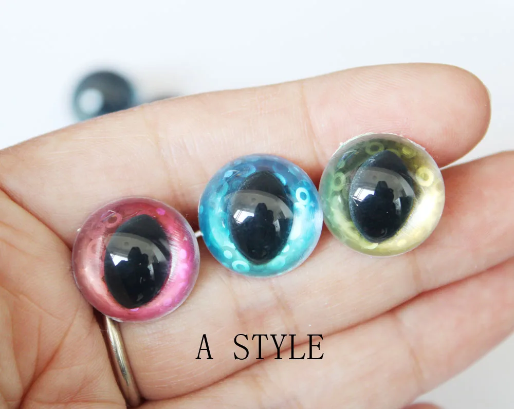 20 Stück 10MM-30MM Klare Sicherheits-Katzenaugen mit Stoff und Unterlegscheibe für Puppen-DIY-Handarbeiten ---Größenoption-L12 – Detail 1