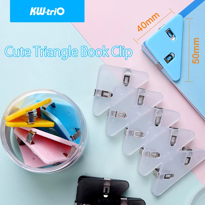 KW-triO Triangular Book Clip Colorful Paper Clip Notebook Binder Clip Cute Bookmark Clip DIY Office Accessories Student Supplies