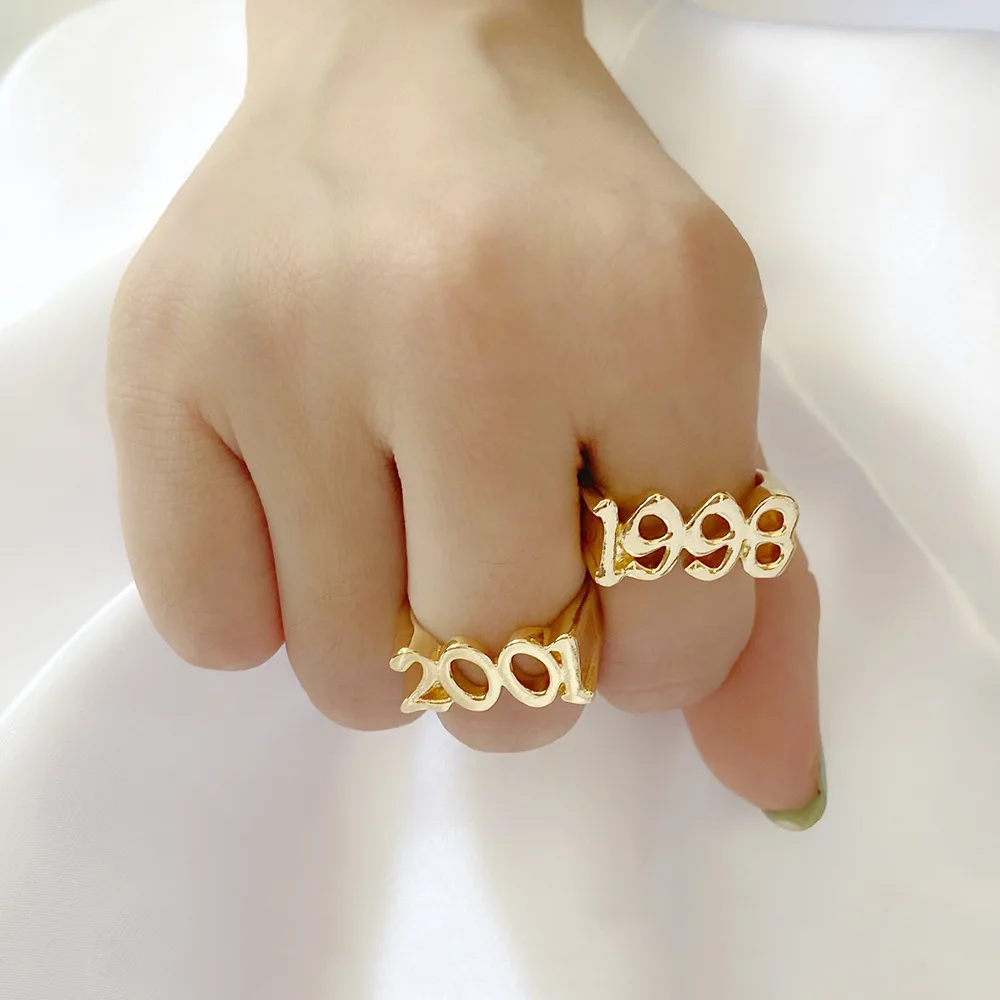 1991-2005 Birth Year Number Rings for Women Men Gothic Birthday Date Ring Special Date Ring for Friendship Gift