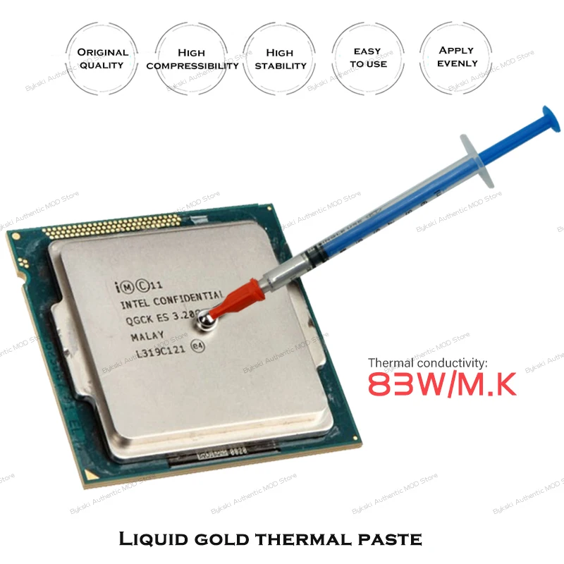 83W/m-k Syringe Liquid Metal Thermal Conductive Grease Paste Plaster AMD Intel CPU GPU Cooler Cooling Compound Heatsink 1g