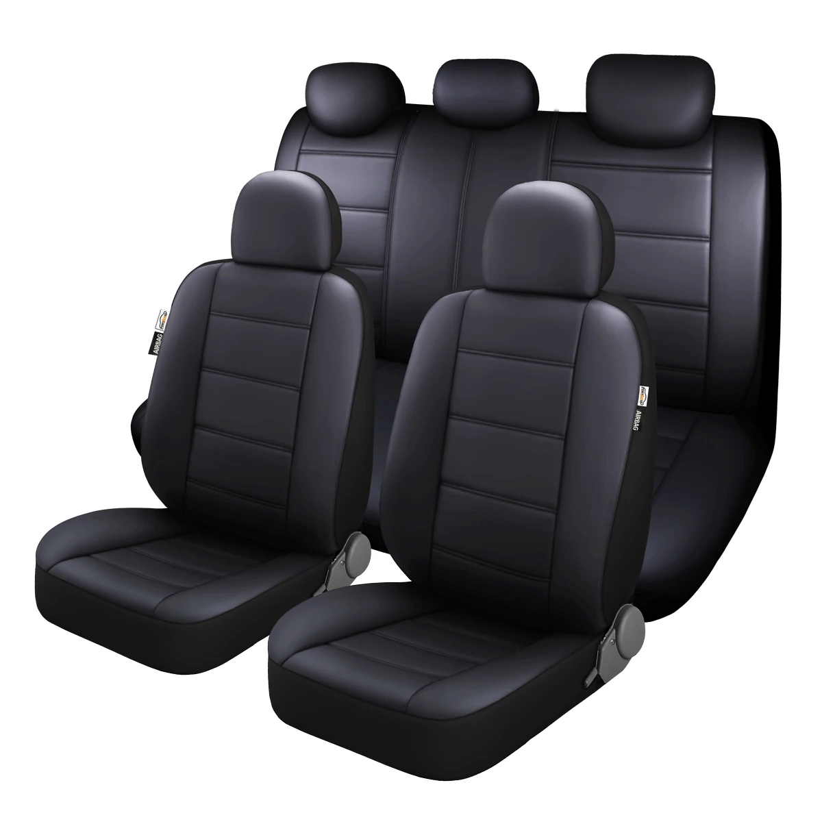 Lux künstlicher Autositzbezug aus PU-Leder, universelle Größe, komplettes Set, Airbag-kompatibel, passend für die meisten Autos – Detail 2