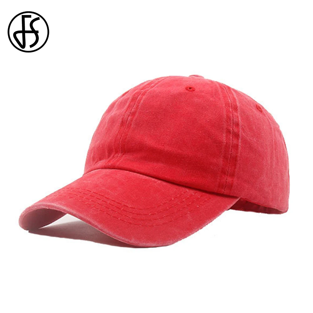 FS Washed Vintage Baseball Cap For Men Red Women Denim Hats Snapback Hip Hop Caps Outdoor Sports Golf Hat Bones Masculinos 2024