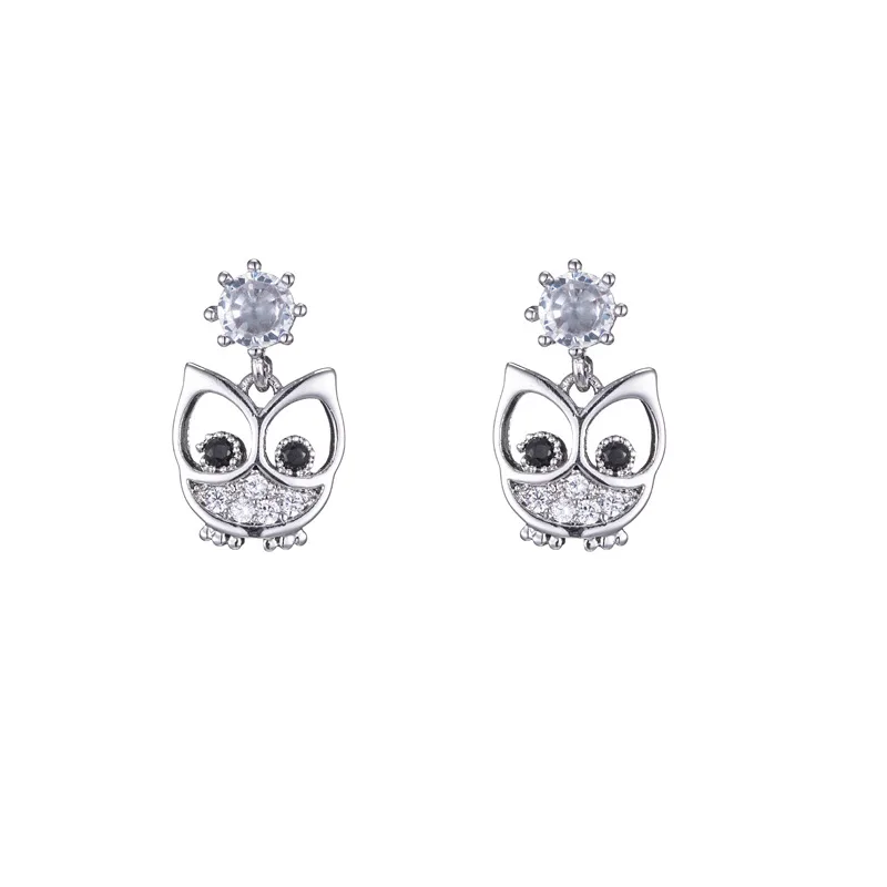 New Hot moda 925 Sterling srebrna sowa kolczyki dla kobiet dziewczyn prezent moda komunikat biżuteria śliczne kolczyki — zdjęcie 6