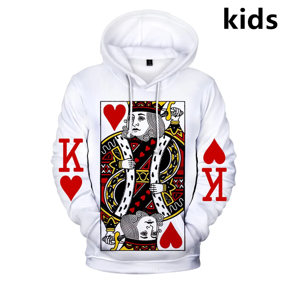 

3 To 14 Years Kids Hoodies New Novelty Poker Print Hoodie Sweatshirt Boys Girls Funny Harajuku Jackets Children Coats