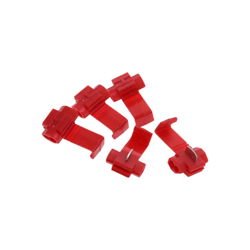 10/20pcs T Shape Wire Connector Terminal Joint Red Quick Connection Clip Wire Crimp Splitter Lip Break Clamp Soft Distributor