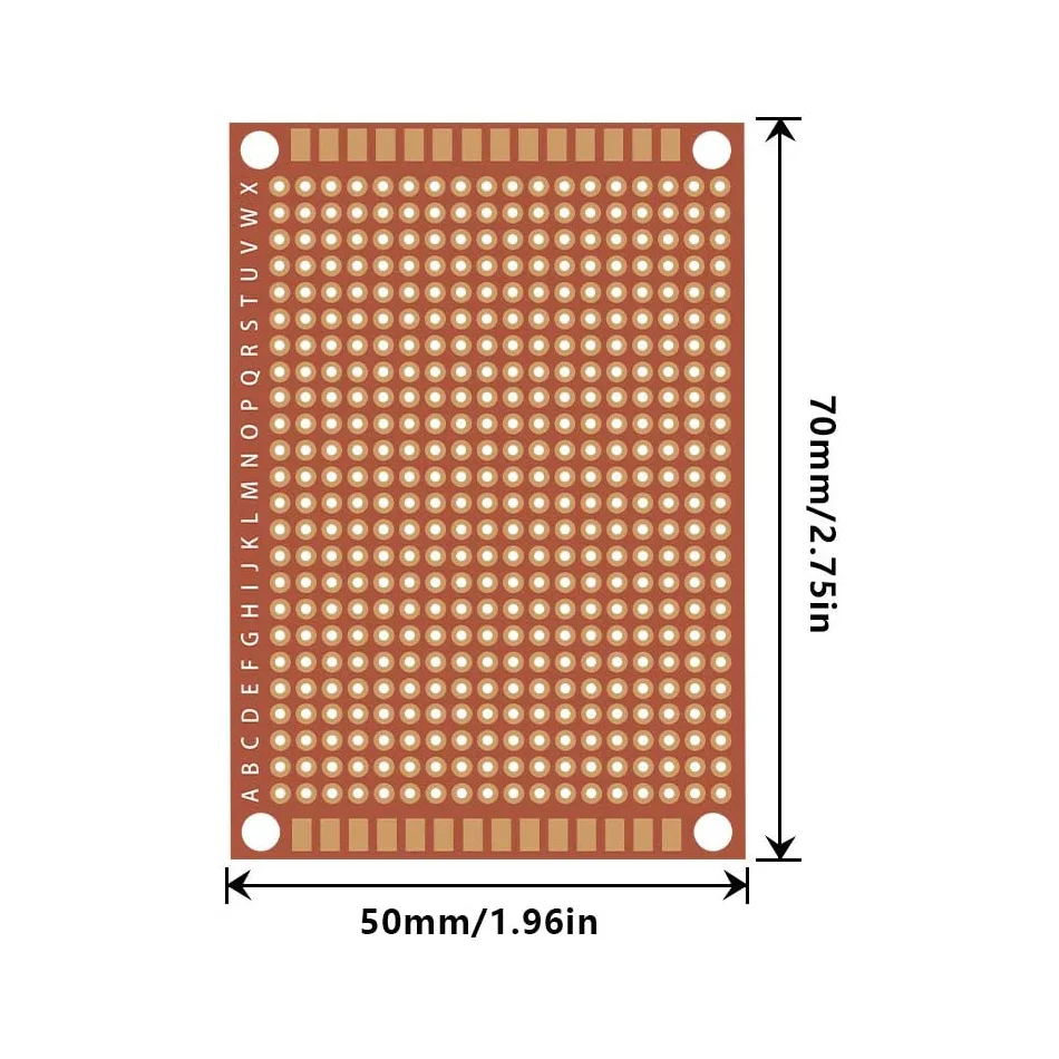 Perfboard de cobre compuesto de papel PCB, placa de pruebas Universal, placa de circuito impreso de una sola cara, 5 cm x 7 cm, 20 piezas