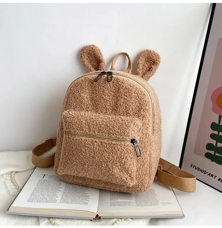 Sac à dos ours personnalisé avec oreilles mignonnes pour enfants, mini sac à dos imprimé, sac à provisions pour tout-petits, cadeaux pour filles, nom