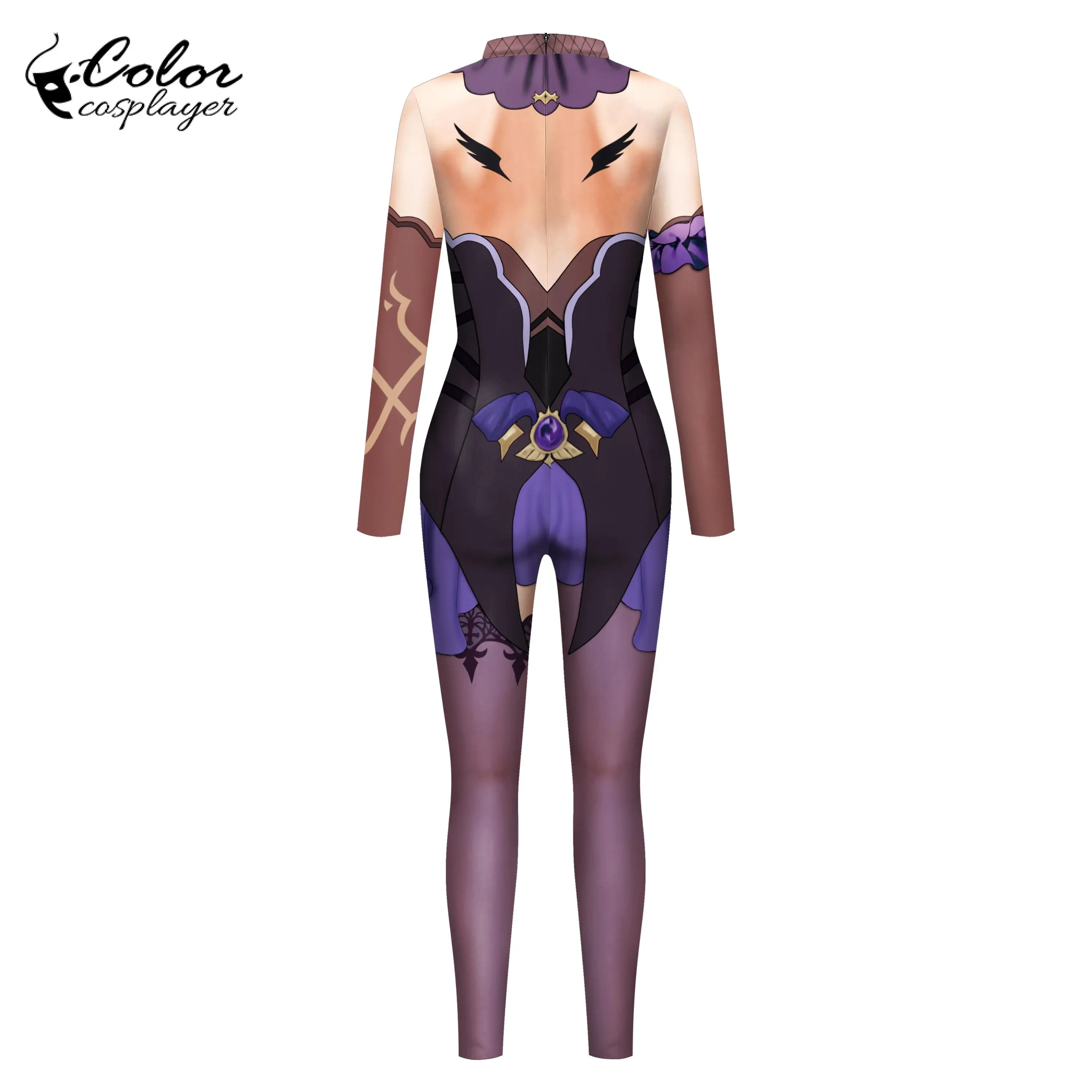 Color Cosplayer Anime Game Zentai Cosplay Costume Adult Halloween Costume Party Bodysuit Women Slim Catsuit Elastic Jumpsuit