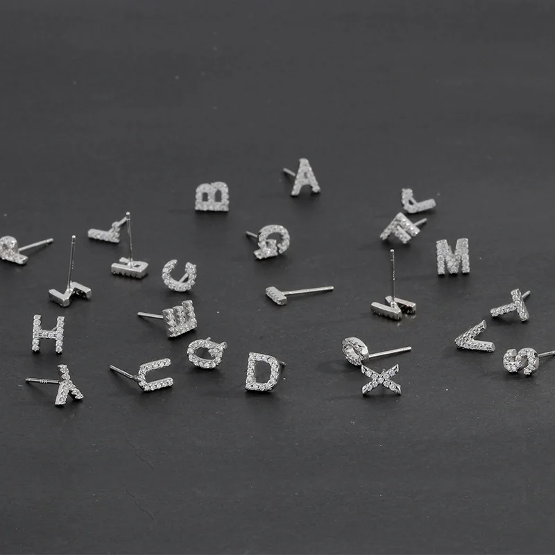ANENJERY Tiny Initial A-Z Letter Earrings Alphabet Stud Earrings For Women Fashion Everyday Jewelry Gifts S-E868