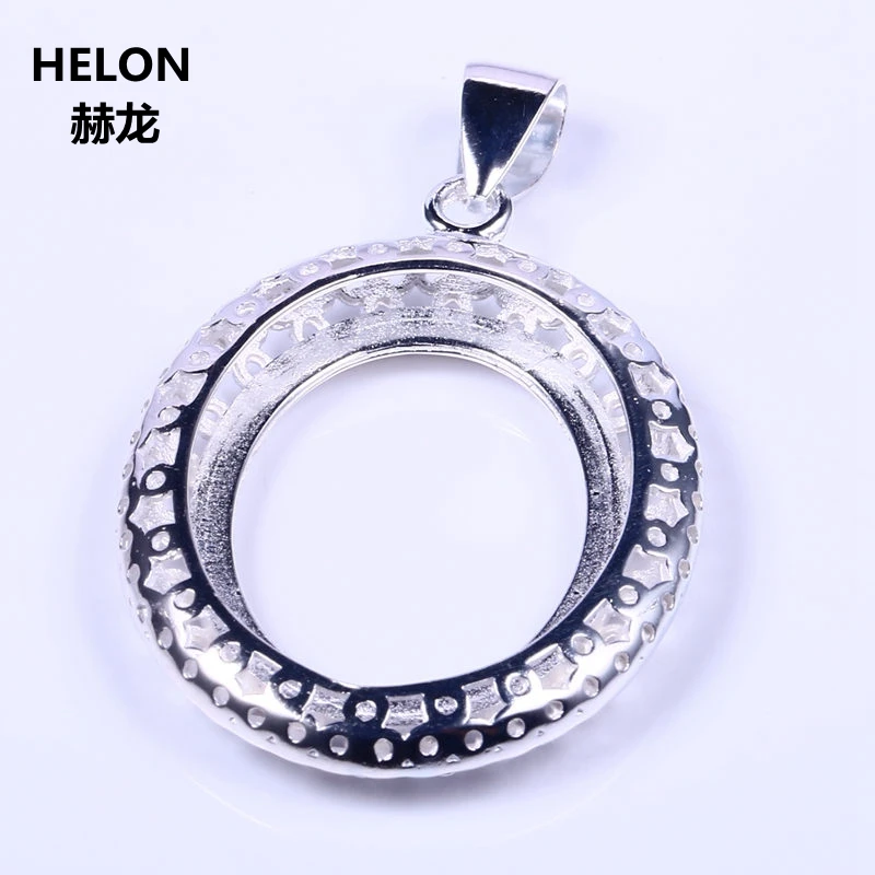 Wholesale 925 Sterling Silver 18.5x23.5mm Oval Cabochon Semi Mount Women Pendant Fine Jewelry Setting White Gold Color