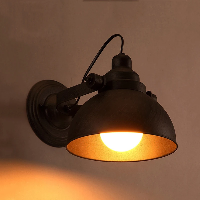 Vintage Wandlamp E27 Industriële Wandkandelaar Zwarte Wandlamp Voor Indoor Verlichting Verstelbare Retro Loft Bed Slaapkamer Licht