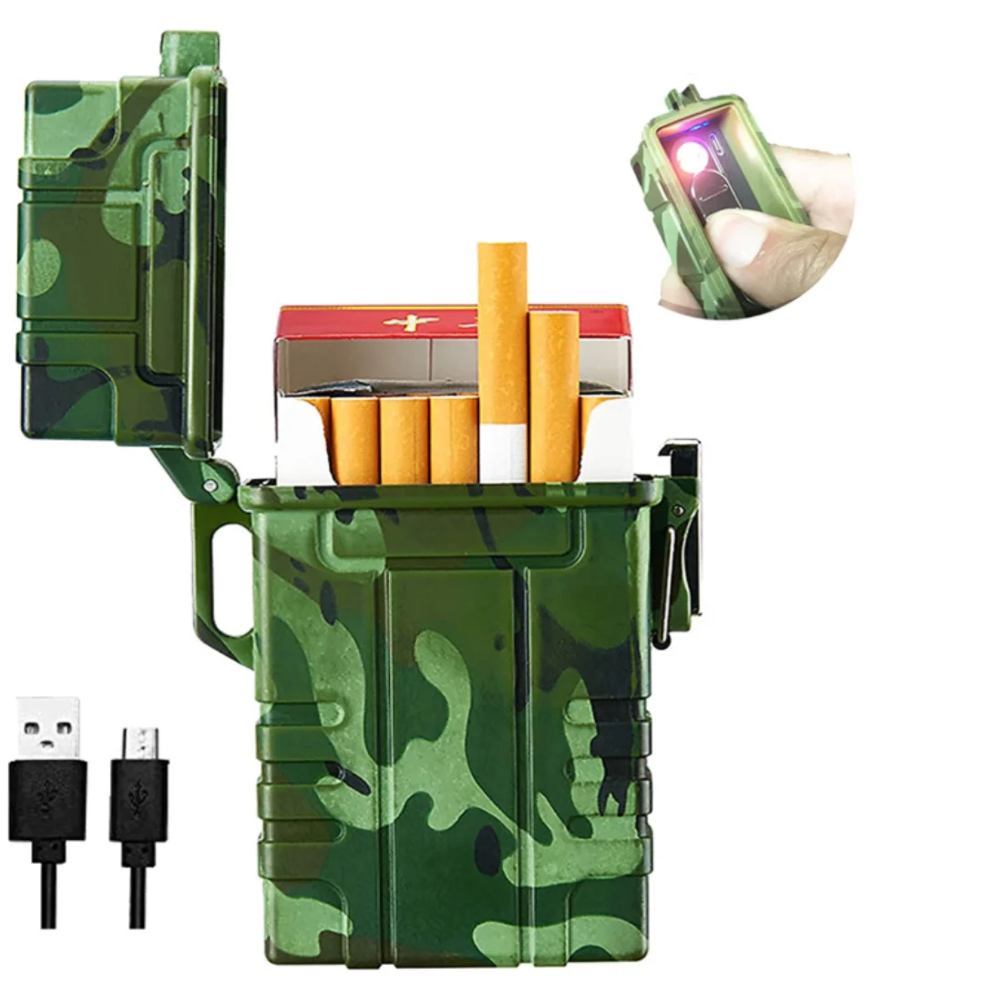 

Waterproof Cigarette Case with Lighter, Travel Outdoor Case, Can Hold 20 Cigarettes