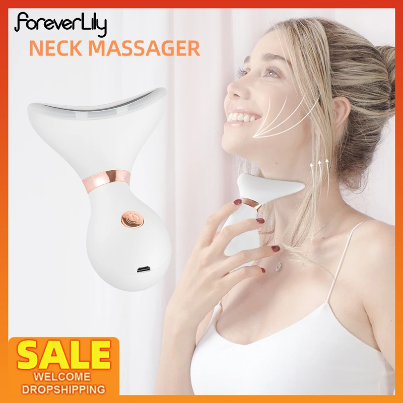 V Face Neck Lifting Massager Heating Neck Facial Beauty Essence Importer LED Photon Rejuvenation Reduce Double Chin Face Slimmer