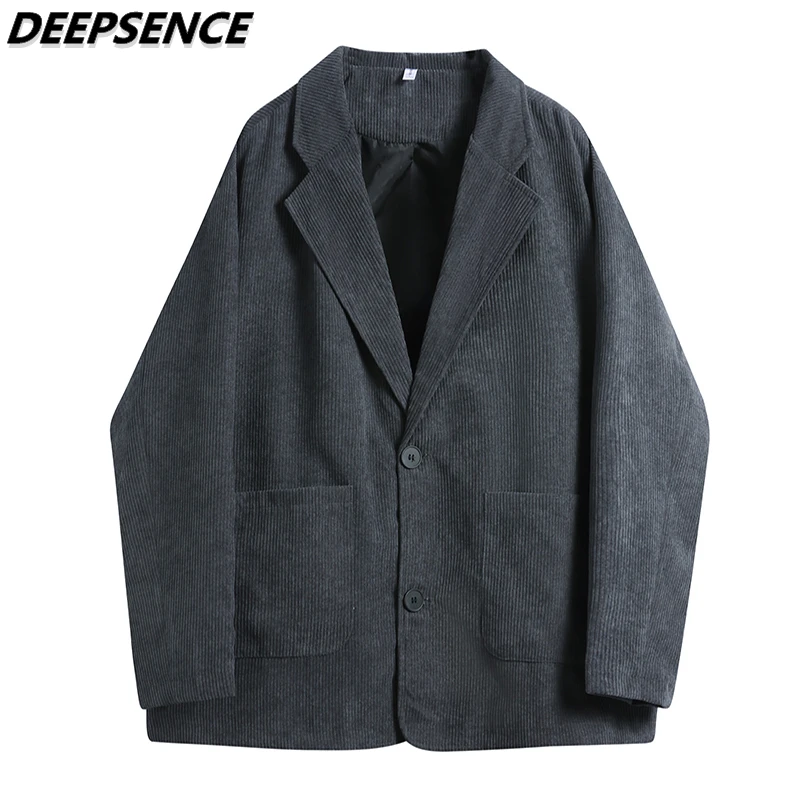 

Men's Suit Jacket Spring and Atumn Korean Casual Fashion Trend Ins Harajuku Streetwear Loose Fit Corduroy Fabric Suit Jacket Men