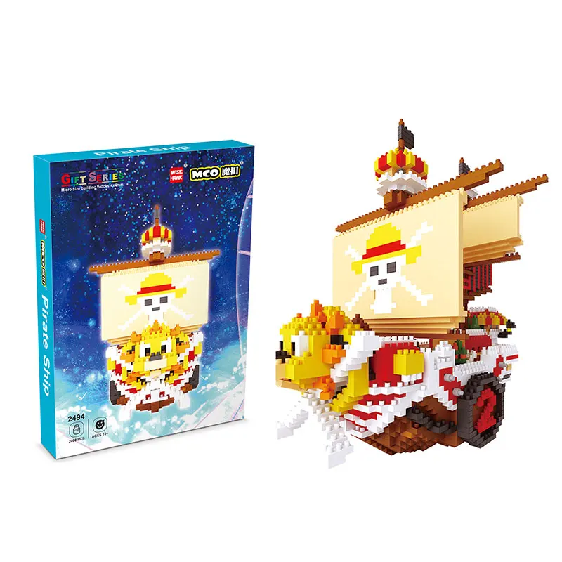 WiseHawk Toys Hobbies Thousand Sunny Ship Interlocking Building Blocks One Piece DIY Plastic Assembly Model Micro Block Kid Game