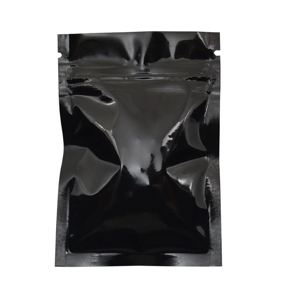 7.5x10cm 100pcs/lot Black Self Seal Aluminum Foil Ziplock Bags Bulk Food Packaging Bag Glossy Surface Vacuum Mylar Bags