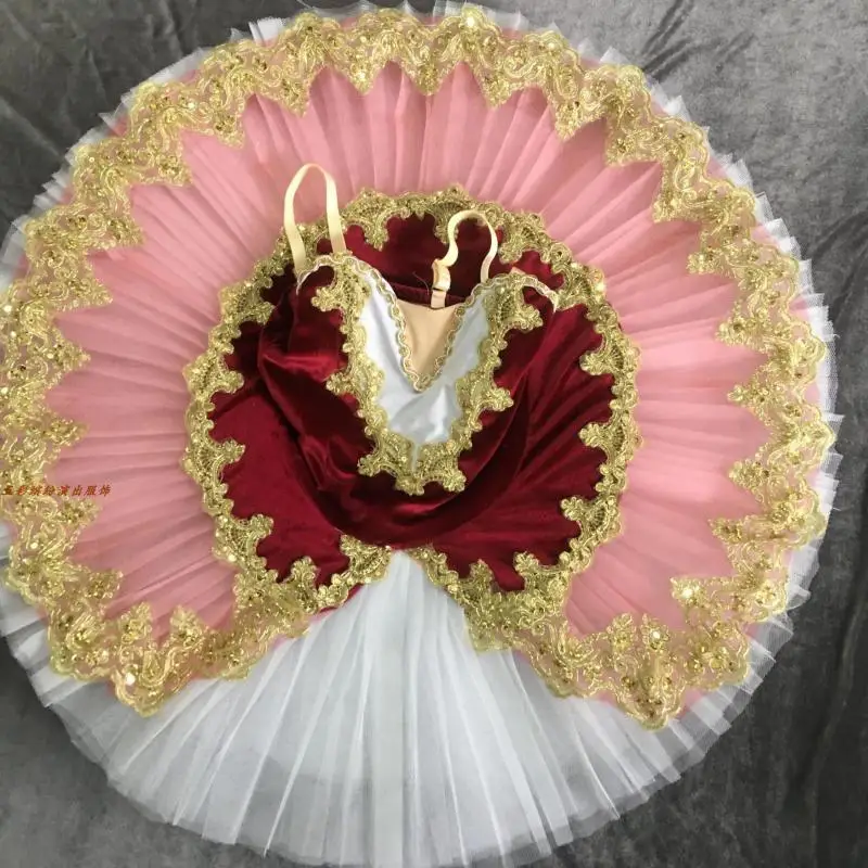 Tutu di balletto professionale per bambini ragazze Red Swan Lake abiti da ballo per balletto adulto Pancake Girl Ballerina Dress Tutu costumi di balletto