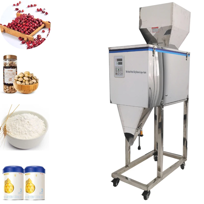 

Automatic Weighing Granule Powder Filling Machine 999G Tea Granule Quantitative Seeds Salt Rice With Rack Packaging Machine