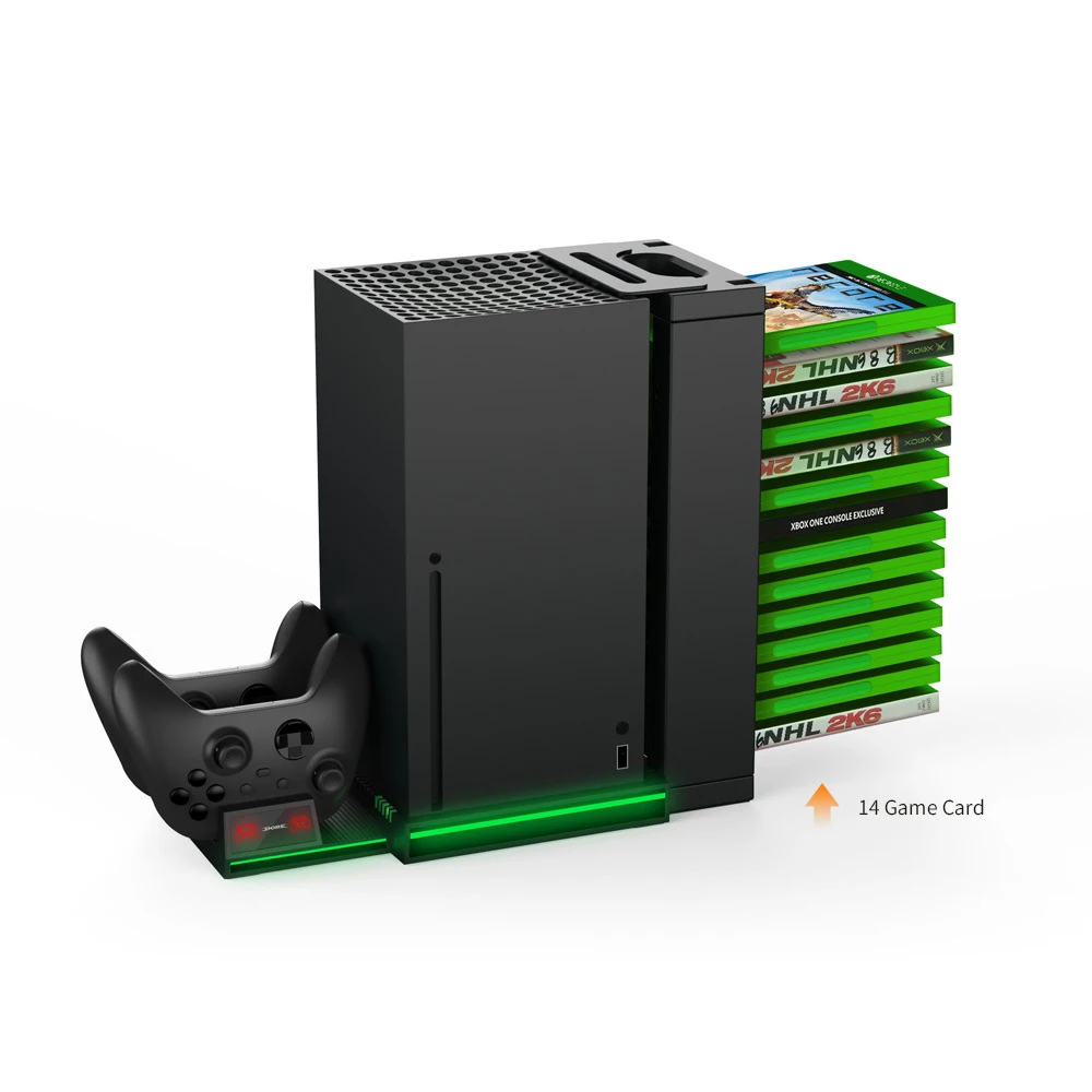 For Xbox SeriesX Vertical Cooling Stand Dual Controller Station Chargers Game Storage Charging Dock Cooler Fan For XBOX Series X