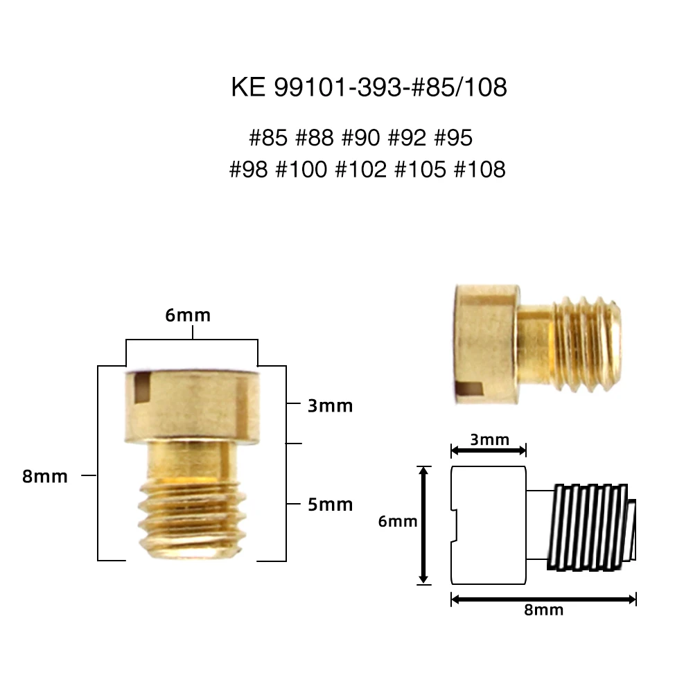 ZS Racing 10pcs/set Main Jet For Keihin FCR OKO KOSO PE PWK Carburetor Hexagon Motorcycle Main injector nozzle