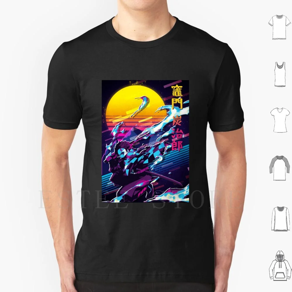 Camiseta Retro Tanjiro Kamado Demon DIY talla grande 100% algodón Tanjiro Kamado Kny Demon Kimetsu No Yaiba Anime Manga
